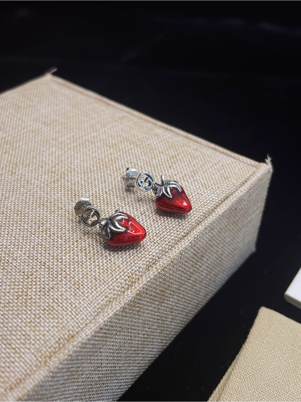 Gucci Strawberry Earrings Red Heart Fruit Studs Cute Designer Earrings
